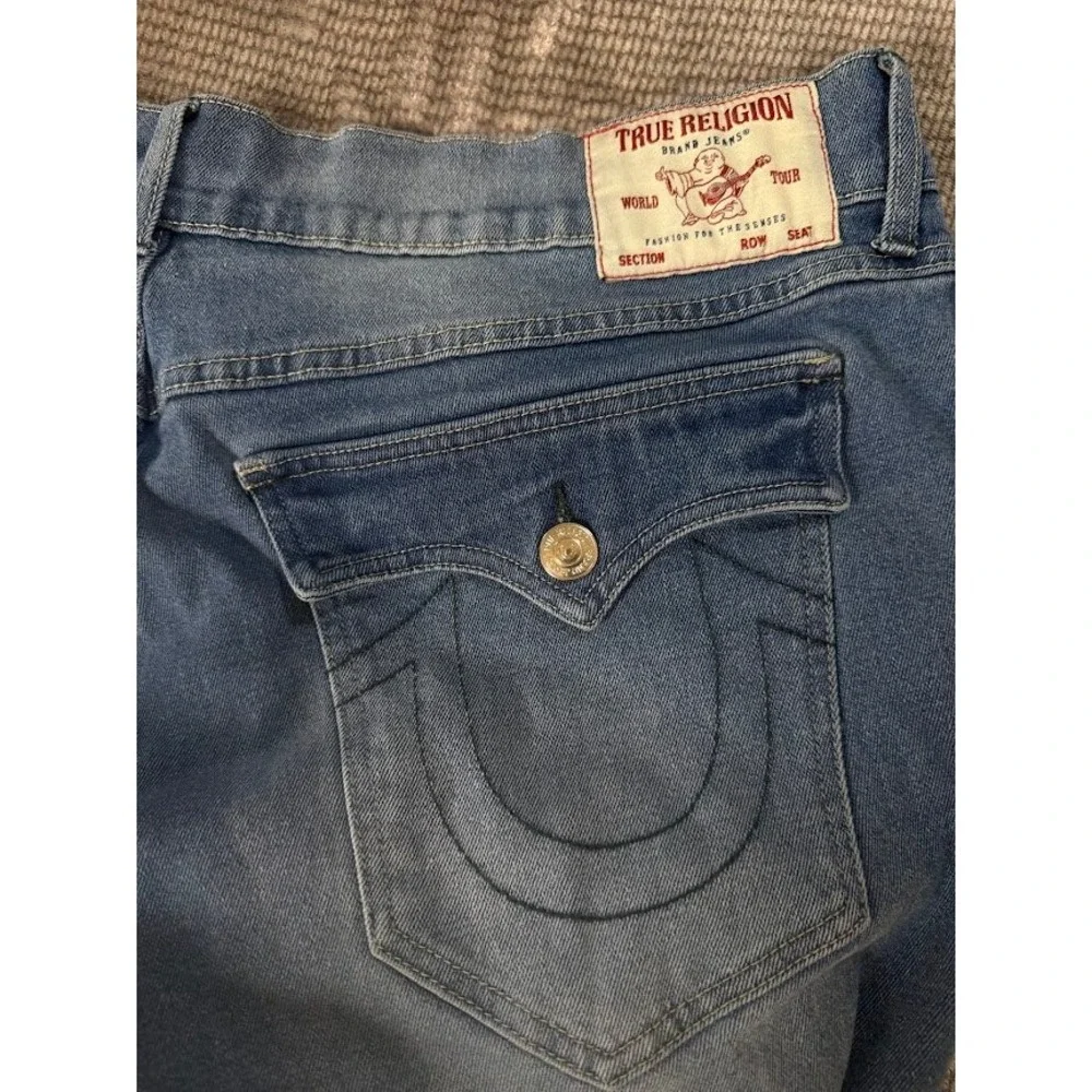 True Religion Ricky Relaxed Straight Mens Flap Stretch Denim Jeans Blue 40x31